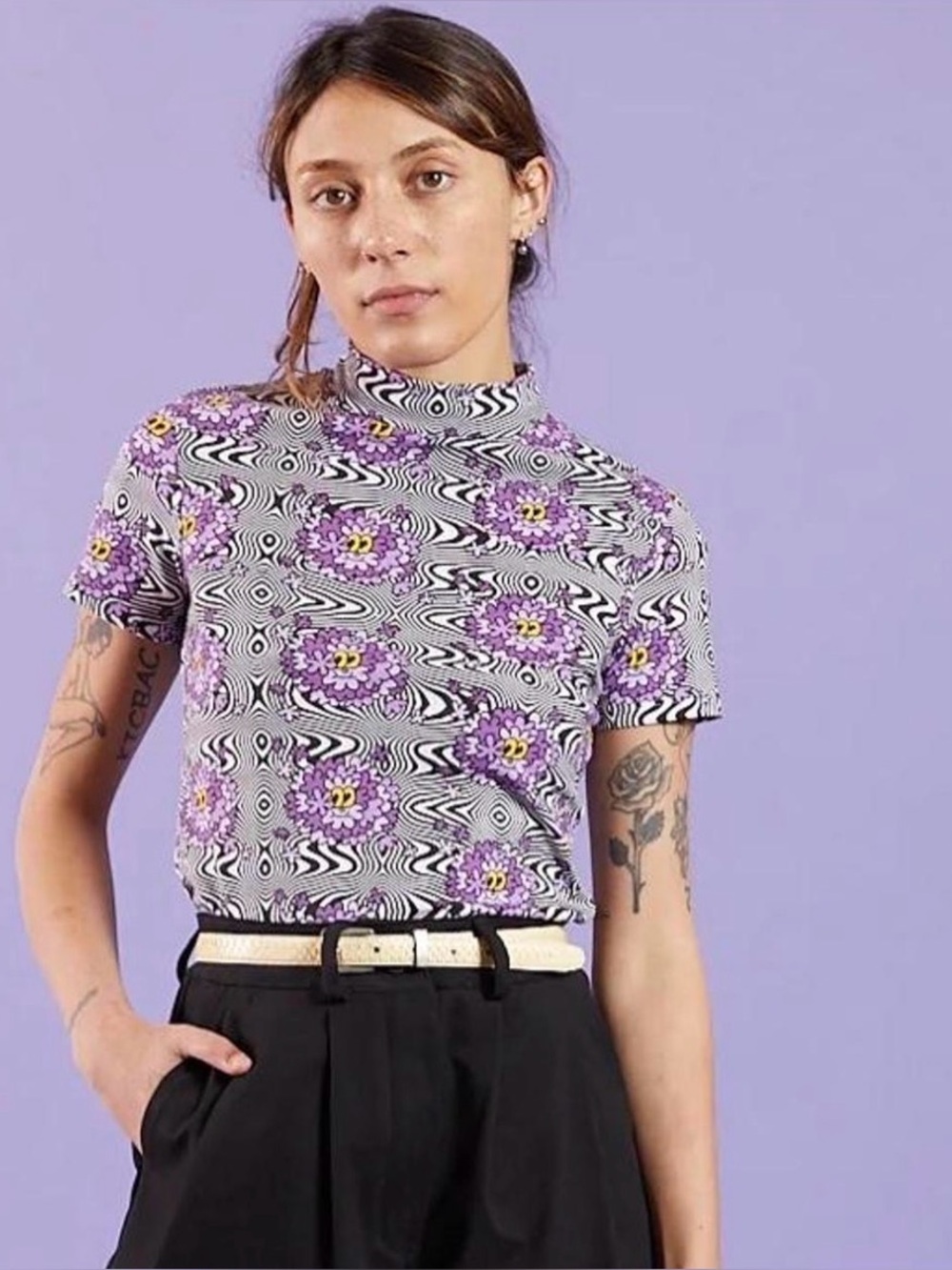 Nooworks Haze Mock Neck XL New Without Tags Maximalist Jersey Tee